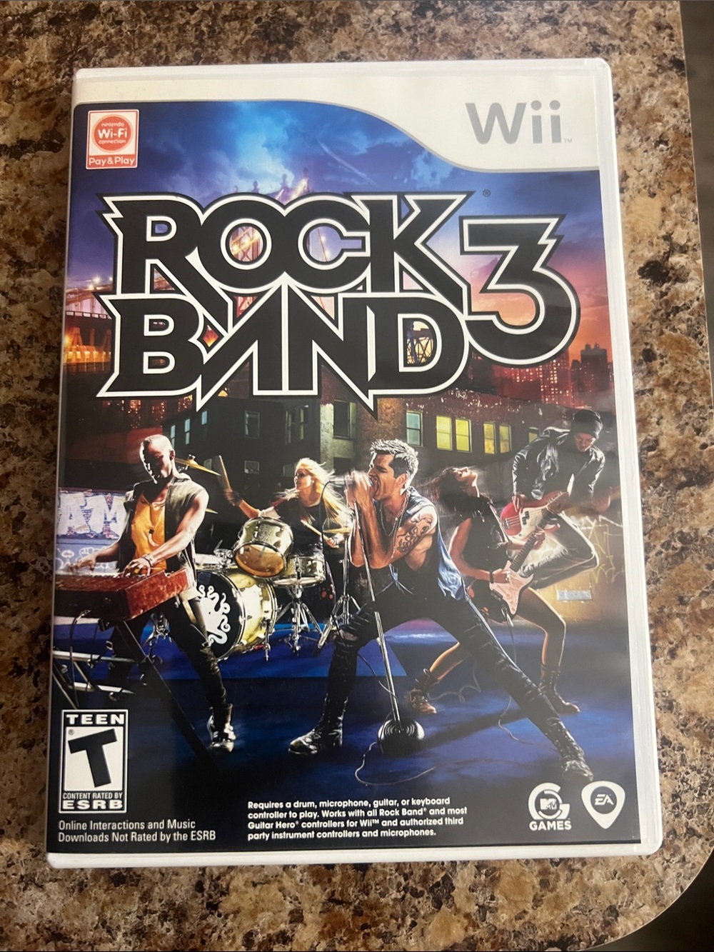Nintendo Wii Rock Band 3 Video Game - White Case with Colorful Cover Art
